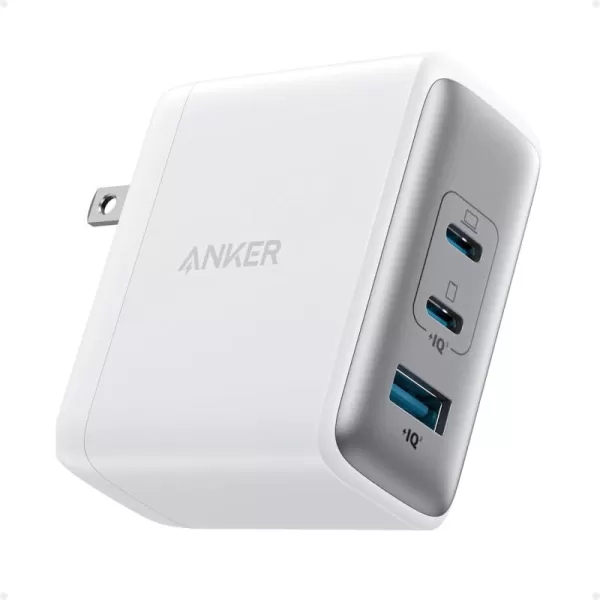 Anker 100W USB C Charger Block GaN II 3 Port Fast Compact Wall Charger for MacBook Dell XPS iPad Pro Galaxy S24 iPhone 1615 and More SeriesWhite