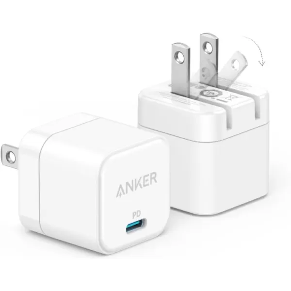 Anker 20W Fast USB C Charger with Foldable Plug PowerPort III 20W Cube Charger for iPhone 16 Series Galaxy Pixel iPad Cable Not Included2 pack