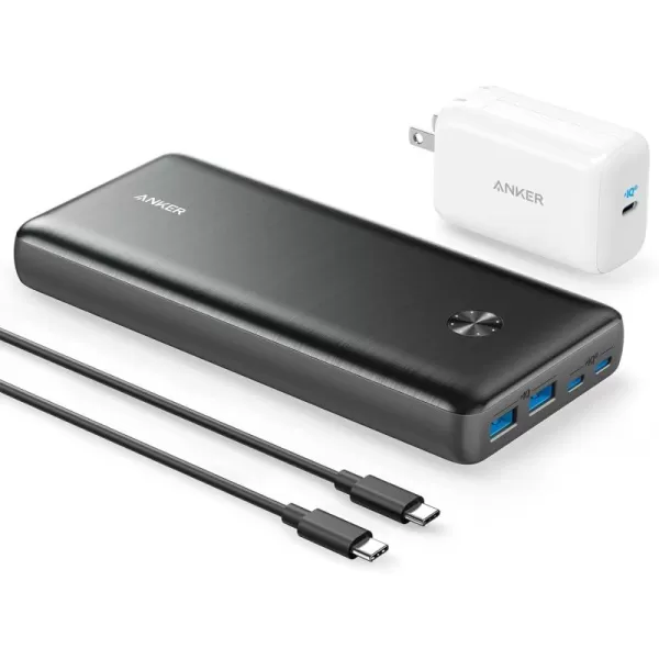 Anker Power Bank 25600mAh Portable Charger 87W Bundle with 65W USBC Wall Charger Works for MacBook Pro Dell XPS Microsoft Pixelbook iPhone 13 series Samsung iPad Pro and MorePower Bank