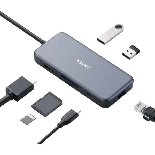 Anker USB C Hub Adapter PowerExpand 7in1 USB C Hub with 4K USB C to HDMI 60W Power Delivery 1Gbps Ethernet 2 USB 30 Ports SD and microSD Card Readers for MacBook Pro and Other Laptops