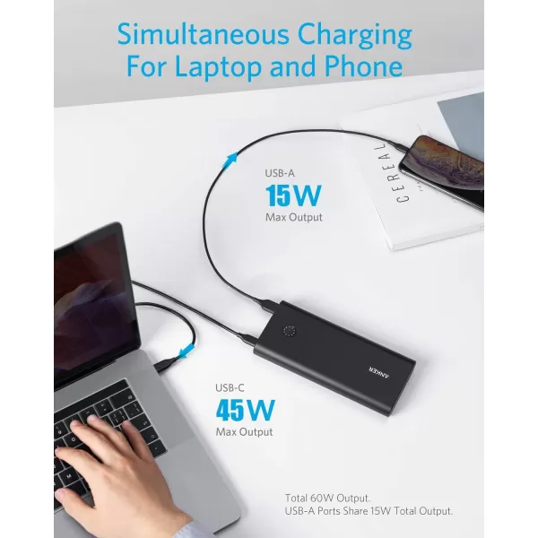 Anker PowerCore 26800mAh PD 45W with 60W PD Charger Power Delivery Portable Charger Bundle for USB C MacBook AirProDell XPS iPad Pro iPhone 141312 Series and More