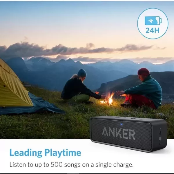 Upgraded Anker Soundcore Bluetooth Speaker With IPX5 Waterproof Stereo Sound 24H Playtime Portable Wireless SpeakerBlack