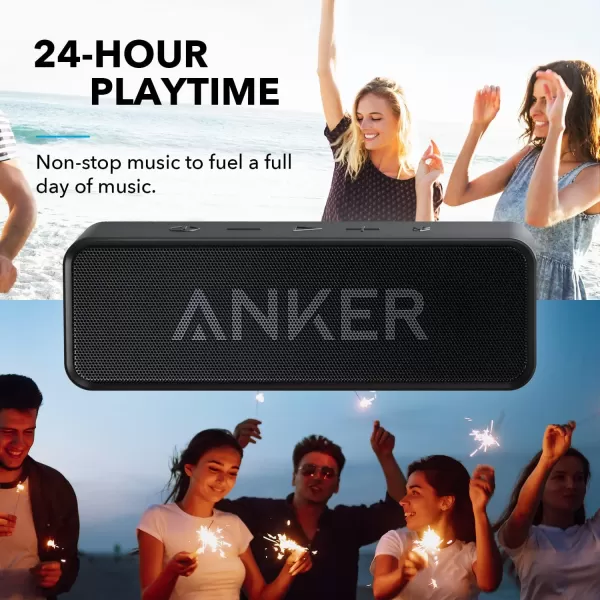 Upgraded Anker Soundcore Bluetooth Speaker With IPX5 Waterproof Stereo Sound 24H Playtime Portable Wireless SpeakerBlack