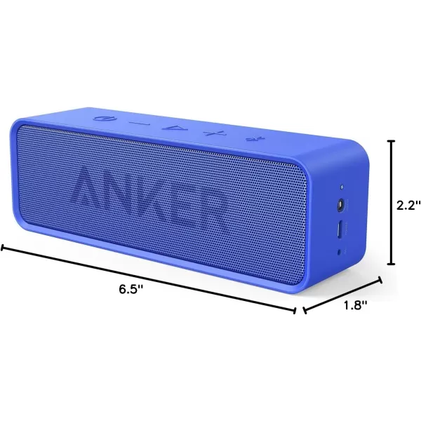 Upgraded Anker Soundcore Bluetooth Speaker With IPX5 Waterproof Stereo Sound 24H Playtime Portable Wireless SpeakerBlue