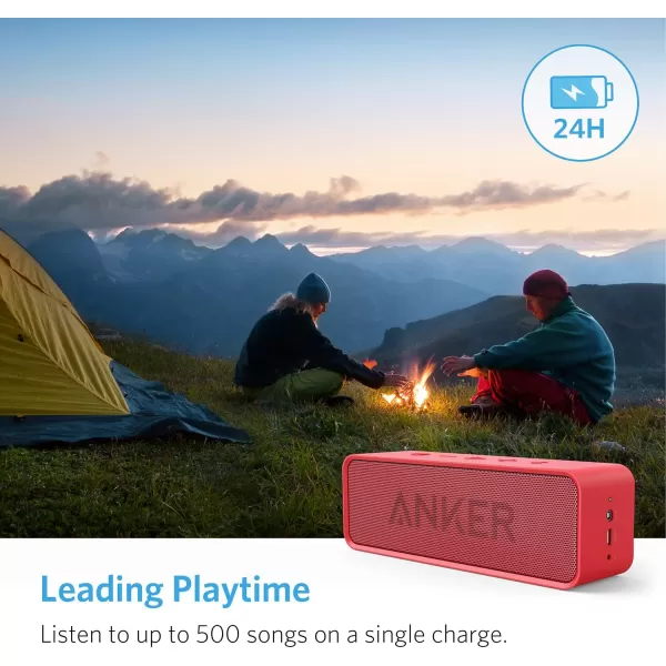 Upgraded Anker Soundcore Bluetooth Speaker With IPX5 Waterproof Stereo Sound 24H Playtime Portable Wireless SpeakerRed