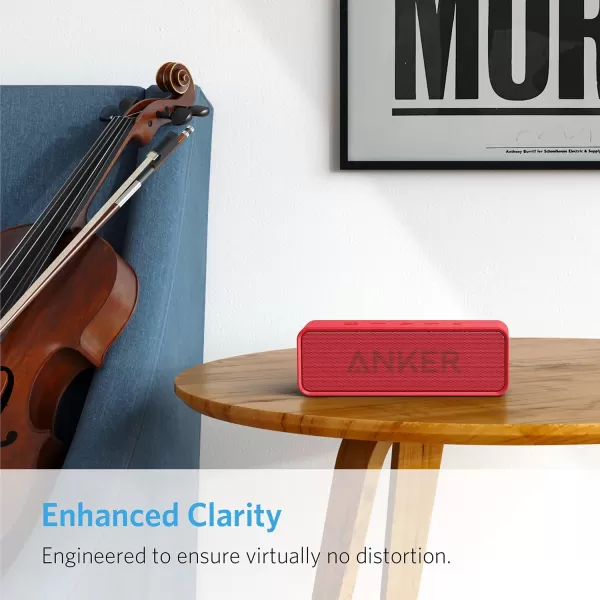 Upgraded Anker Soundcore Bluetooth Speaker With IPX5 Waterproof Stereo Sound 24H Playtime Portable Wireless SpeakerRed