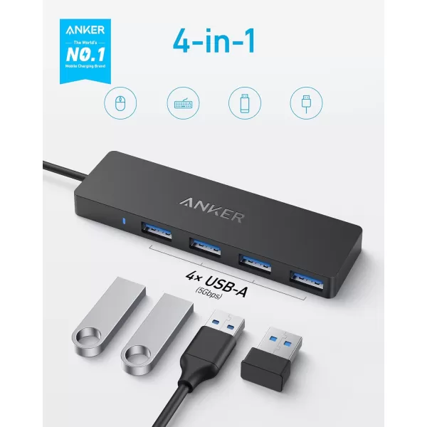 Anker 4Port USB 30 Hub UltraSlim Data USB Hub with 2 ft Extended Cable Charging Not Supported for MacBook Mac Pro Mac mini iMac Surface Pro XPS PC Flash Drive Mobile HDD2 ft