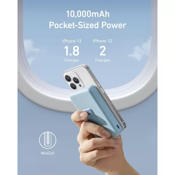 Anker 633 Magnetic Battery 10000mAh Foldable Wireless Portable Charger 20W USBC Power Delivery Power Bank with Stand MagsafeCompatible for iPhone 1615141312 SeriesBlue