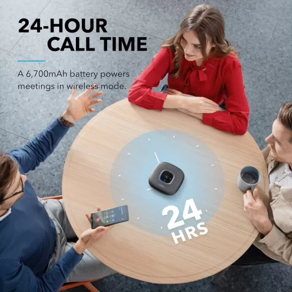 Anker PowerConf Speakerphone Zoom Certified Conference Speaker with 6 Mics 360 Enhanced Voice Pickup 24H Call Time Bluetooth 53 USB C Compatible with Leading Platforms for Personal WorkspacesBlack