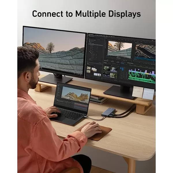 Anker USB C Hub 565 11in1 Laptop Docking station Dual Monitor Docking Station with 10 Gbps Data Port 4K HDMI and DisplayPort 100W Power Delivery 1 Gbps Ethernet SD Card Reader for XPS and More