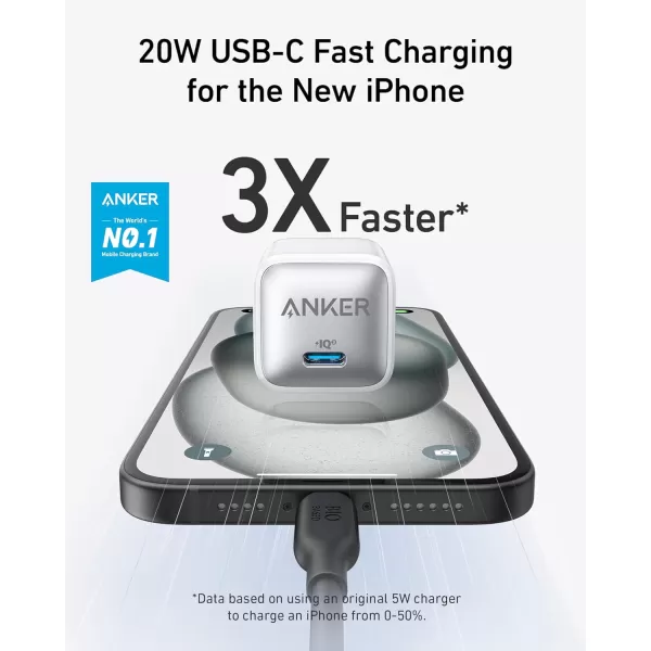 USB C Charger Block 20W Anker 511 Charger Nano Pro PIQ 30 Compact Fast Charger for iPhone 1616 Plus16 Pro16 Pro Max 151413 Series Galaxy Pixel 43 iPad Cable Not IncludedArctic White