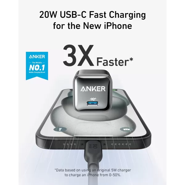 USB C Charger Block 20W Anker 511 Charger Nano Pro PIQ 30 Compact Fast Charger for iPhone 1616 Plus16 Pro16 Pro Max 151413 Series Galaxy Pixel 43 iPad Cable Not IncludedBlack