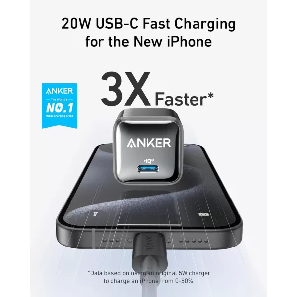 USB C Charger Block 20W Anker 511 Charger Nano Pro PIQ 30 Compact Fast Charger for iPhone 1616 Plus16 Pro16 Pro Max 151413 Series Galaxy Pixel 43 iPad Cable Not IncludedBlack