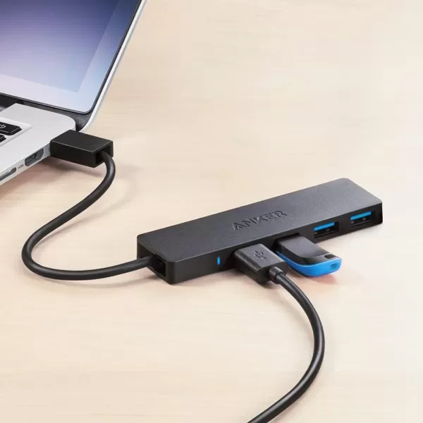 Anker 4Port USB 30 Ultra Slim Data Hub for Macbook Mac Promini iMac Surface Pro XPS Notebook PC USB Flash Drives Mobile HDD and More