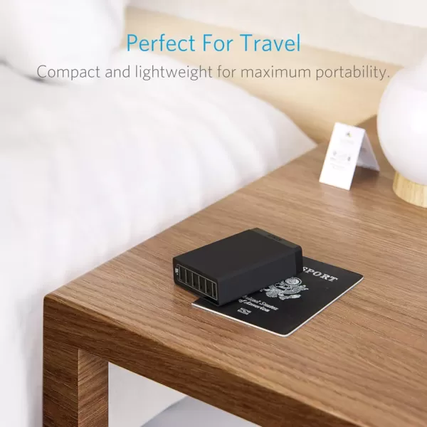 Anker Charger 60W 6 Port Charging Station PowerPort 6 Multi USB Charger for iPhone 15ProPro Max1413 iPad ProAirMini Galaxy S23S22S21 Note 20 Ultra LG HTC and MoreBlack