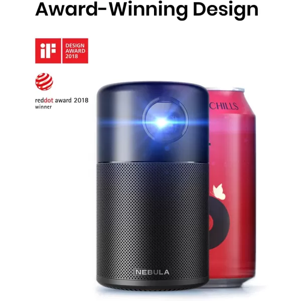 Anker NEBULA Capsule Smart WiFi Mini Projector 100 ANSI Lumen Portable Projector 360 Speaker Movie Projector 100 Inch Picture 4Hr Video Playtime for Inside and Outside Watch AnywhereCapsule