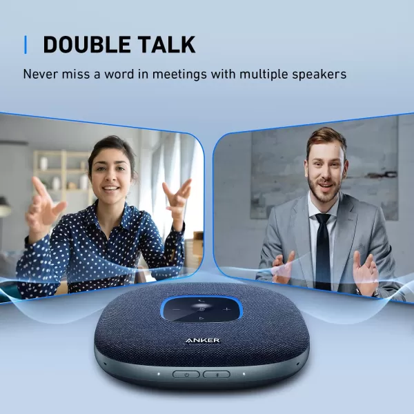 Anker PowerConf S3 Speakerphone with 6 Mics Enhanced Voice Pickup 24H Call Time App Control Bluetooth 5 USB C Conference Speaker Compatible with Leading Platforms Home OfficeBlue