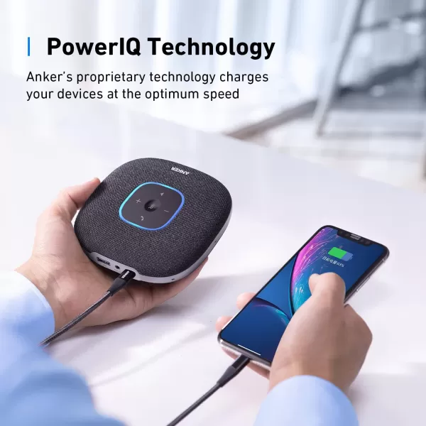 Anker PowerConf S3 Speakerphone with 6 Mics Enhanced Voice Pickup 24H Call Time App Control Bluetooth 5 USB C Conference Speaker Compatible with Leading Platforms Home OfficeBlack