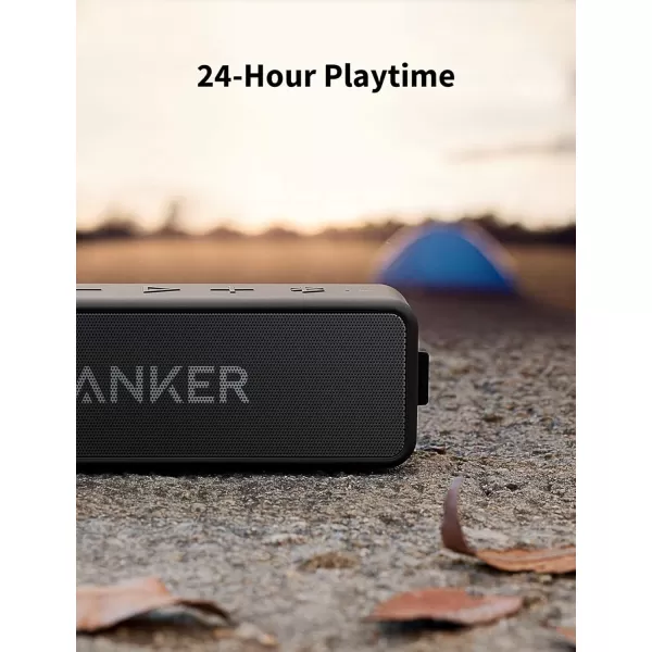 Anker Soundcore 2 Portable Bluetooth Speaker with 12W Stereo Sound Bluetooth 5 Bassup IPX7 Waterproof 24Hour Playtime Wireless Stereo Pairing Speaker for Home Outdoors TravelBlack