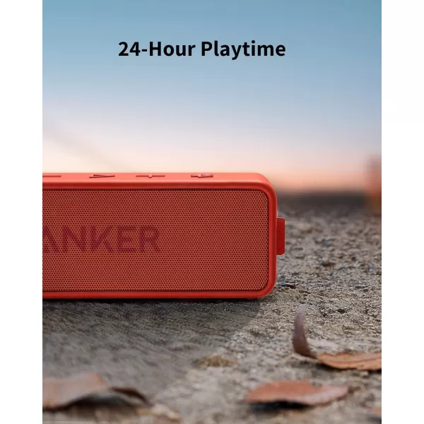 Anker Soundcore 2 Portable Bluetooth Speaker with 12W Stereo Sound Bluetooth 5 Bassup IPX7 Waterproof 24Hour Playtime Wireless Stereo Pairing Speaker for Home Outdoors TravelRed