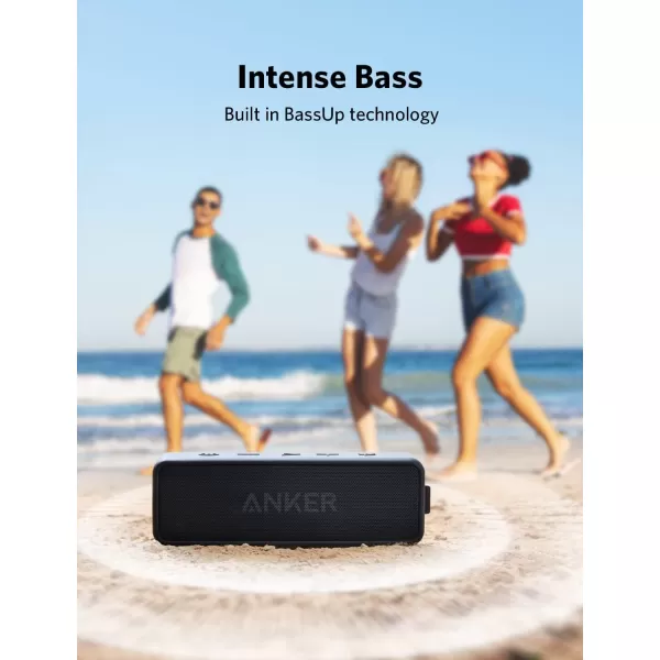 Anker Soundcore 2 Portable Bluetooth Speaker with 12W Stereo Sound Bluetooth 5 Bassup IPX7 Waterproof 24Hour Playtime Wireless Stereo Pairing Speaker for Home Outdoors TravelBlack