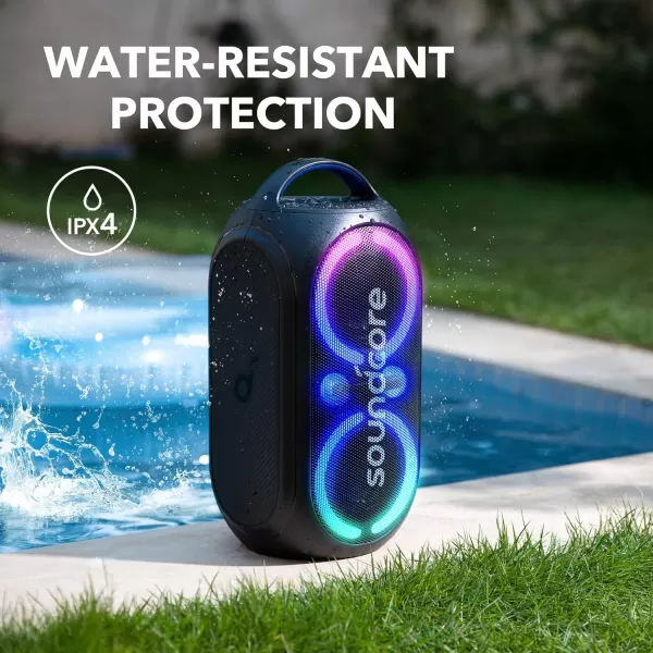 Anker soundcore Rave Party 2 Portable Speaker 120W Stereo Sound PartyCast 20 Light Show IPX4 WaterResistant 16H Playtime Mic Input Custom EQ ampamp Bass Up for Party Tailgating Backyard PoolBlack