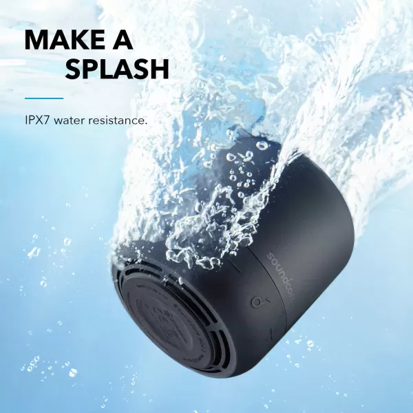 Soundcore Anker Mini 3 Bluetooth Speaker Waterproof IPX7 BassUp and PartyCast Technology USBC Customizable EQ for Home and Portable UseBlack