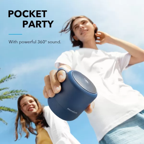 Soundcore Anker Mini 3 Bluetooth Speaker Waterproof IPX7 BassUp and PartyCast Technology USBC Customizable EQ for Home and Portable UseBlue