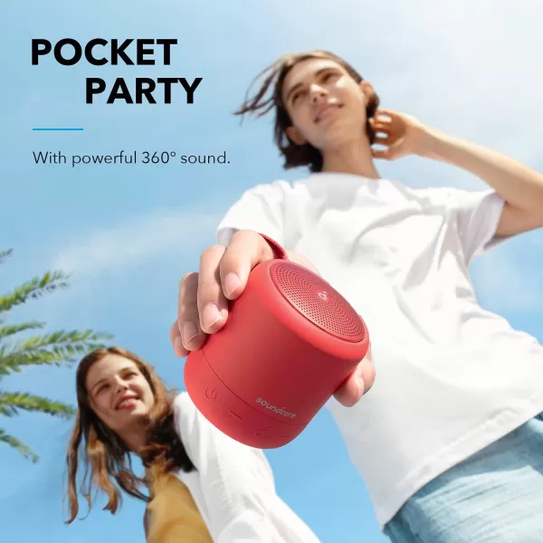 Soundcore Anker Mini 3 Bluetooth Speaker Waterproof IPX7 BassUp and PartyCast Technology USBC Customizable EQ for Home and Portable UseRed