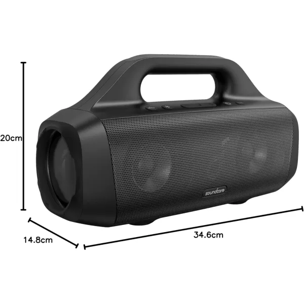 Soundcore Anker Motion Boom Waterproof Bluetooth Speaker with Titanium Drivers BassUp Technology IPX7 24H Playtime App Builtin Handle Outdoor Speaker for Camping Pool Beach BackyardBlack