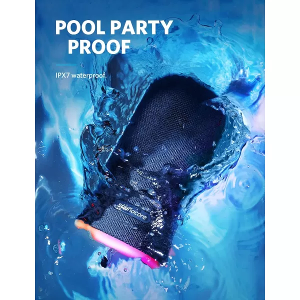 Soundcore Flare Wireless Speaker by Anker Waterproof Party Speaker with 360 Sound Enhanced Bass ampamp Ambient LED Light IP67 Waterproof and 12Hour Battery LifeBlueblue