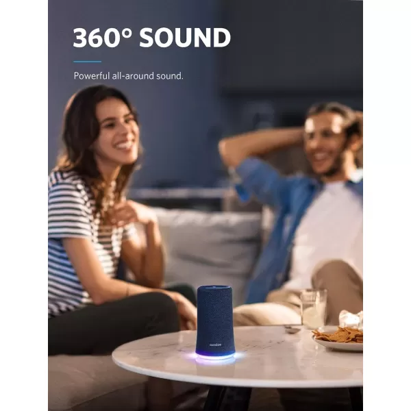 Soundcore Flare Wireless Speaker by Anker Waterproof Party Speaker with 360 Sound Enhanced Bass ampamp Ambient LED Light IP67 Waterproof and 12Hour Battery LifeBlueblue