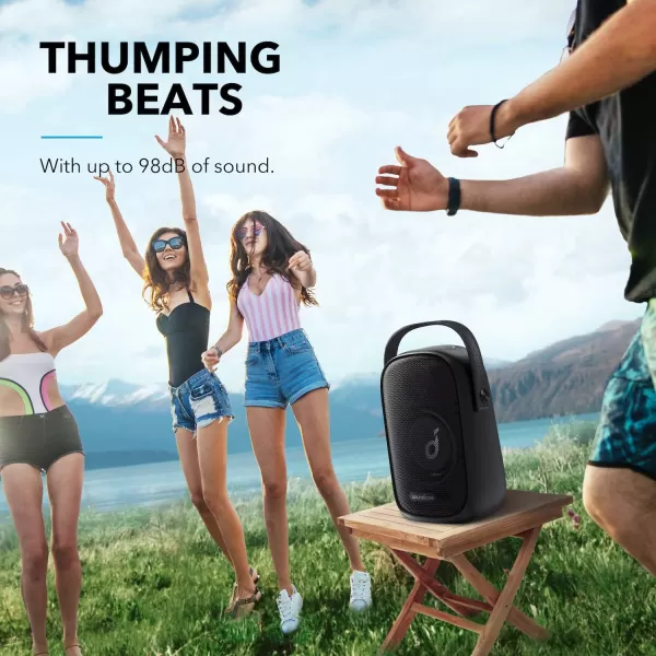 Soundcore Trance Go Outdoor Bluetooth Speaker with BassUp Technology Sync 100 Speakers 24H Playtime Waterproof Custom EQ AppBlack