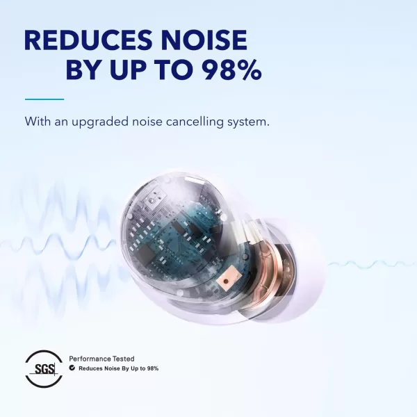 Soundcore by Anker Space A40 Adaptive Active Noise Cancelling Wireless Earbuds Reduce Noise by Up to 98 Ultra Long 50H Playtime 10H Single Playtime HiRes Sound Comfortable Fit Wireless ChargePurple