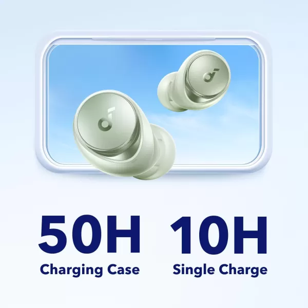 Soundcore by Anker Space A40 Adaptive Active Noise Cancelling Wireless Earbuds Reduce Noise by Up to 98 Ultra Long 50H Playtime 10H Single Playtime HiRes Sound Comfortable Fit Wireless ChargeGreen