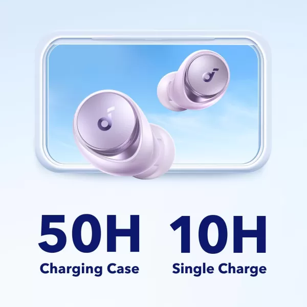 Soundcore by Anker Space A40 Adaptive Active Noise Cancelling Wireless Earbuds Reduce Noise by Up to 98 Ultra Long 50H Playtime 10H Single Playtime HiRes Sound Comfortable Fit Wireless ChargePurple