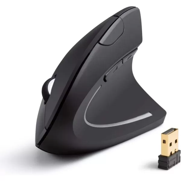 Anker 24G Wireless Vertical Ergonomic Optical Mouse 800  1200 1600 DPI 5 Buttons for Laptop Desktop PC Macbook  Black