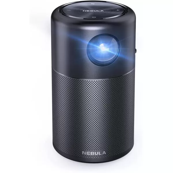 Anker NEBULA Capsule Smart WiFi Mini Projector 100 ANSI Lumen Portable Projector 360 Speaker Movie Projector 100 Inch Picture 4Hr Video Playtime for Inside and Outside Watch AnywhereCapsule