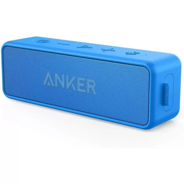 Anker Soundcore 2 Portable Bluetooth Speaker with 12W Stereo Sound Bluetooth 5 Bassup IPX7 Waterproof 24Hour Playtime Wireless Stereo Pairing Speaker for Home Outdoors TravelBlue