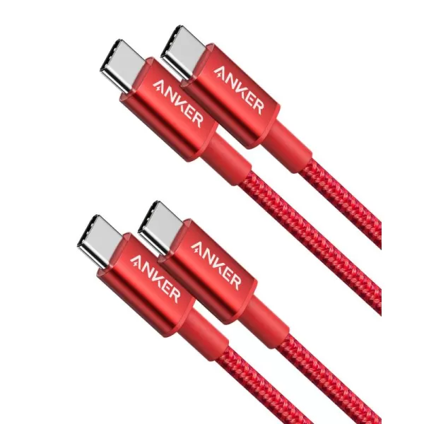 Anker USB C to USB C Cable Type C 60W Fast Charging Cable 6FT 2Pack for iPhone 16 Series iPad Mini 6 and More USB 20 Blackred