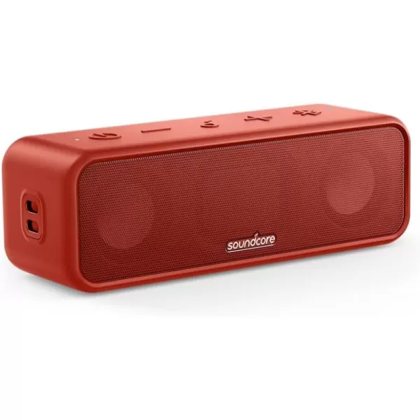 Soundcore Anker 3 Portable Bluetooth Speaker  Wireless IPX7 Waterproof 24H Playtime Pure Titanium Diaphragm Drivers PartyCast BassUp Custom EQ App  for Home Outdoor and BeachRed