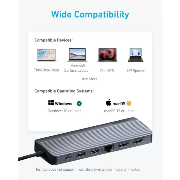 Anker 14 in 1 USB C Docking StationUSB C Hub Triple Display With 4K HDMI 1080p VGA 100W Power Delivery 5Gbps USBAC Data Ports for MacBook Dell XPS HP Laptops and more