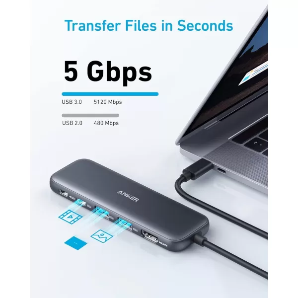 Anker 332 USBC Hub 5in1 with 4K HDMI Display 5Gbps  and 2 5Gbps USBA Data Ports and for MacBook Pro MacBook Air Dell XPS Lenovo Thinkpad HP Laptops and MoreBlack