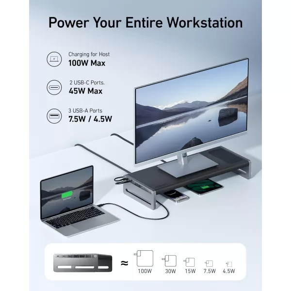 Anker 675 USBC Docking Station 12in1 Monitor Stand with 10Gbps USBC Ports 4K60Hz HDMI Display Wireless Charging Pad for Lenovo ThinkPad MacBook Pro M1  M2 and More USBC Devices