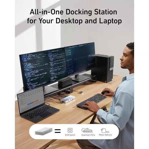 Anker Docking Station KVM Switch for 2 Laptops Dual 4K Monitor 554 USB C Docking Station with HDMI and DisplayPort Max 100W PD USB 30 Audio for Lenovo Laptop Macbook iPad Steam Deck and More12in1