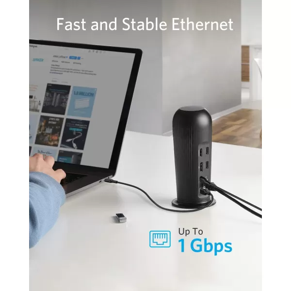 Anker Docking Station PowerExpand 12in1 USBC PD Media Dock 60W Power Delivery 4K HDMI and DP 2 USBC Charging Ports 1 USBC and 3 USBA 30 Data Ports SD and TF Slots Gigabit Ethernet Audio