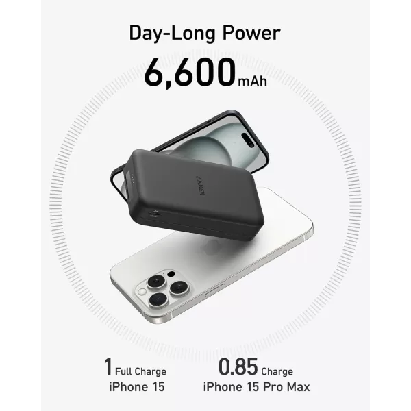 Anker Power Bank Certified 15W UltraFast MagSafeCompatible Portable Charger 6600mAh Battery Pack with Adjustable and Foldable Stand for iPhone 151413 Series USBC Cable IncludedBlack