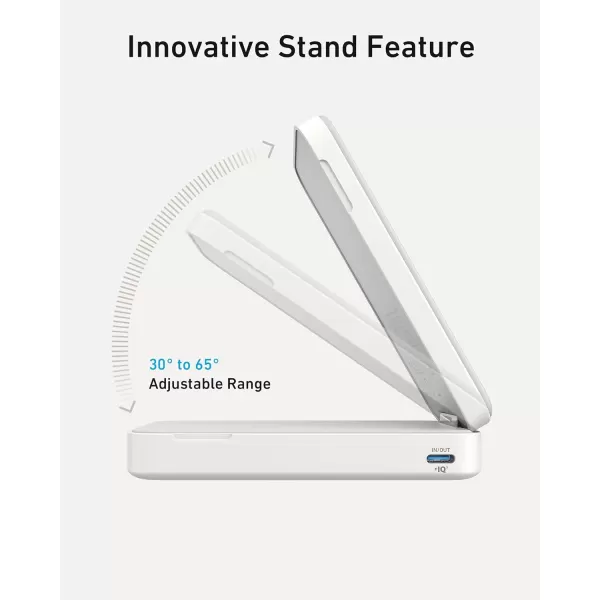 Anker Power Bank Certified 15W UltraFast MagSafeCompatible Portable Charger 6600mAh Battery Pack with Adjustable and Foldable Stand for iPhone 151413 Series USBC Cable IncludedWhite