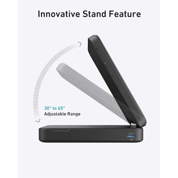 Anker Power Bank Certified 15W UltraFast MagSafeCompatible Portable Charger 6600mAh Battery Pack with Adjustable and Foldable Stand for iPhone 151413 Series USBC Cable IncludedBlack