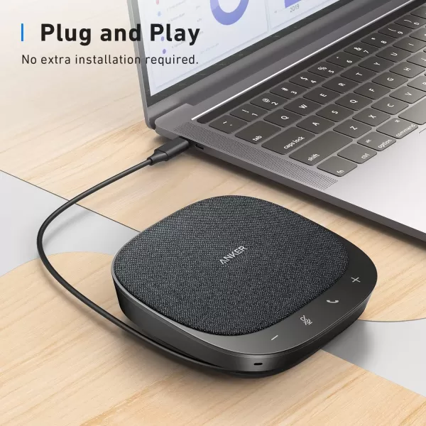 Anker PowerConf S330 USB Speaker Conference Speaker for Home Office Smart Voice Filter Plug ampamp Play 4 Microphones for 360 Room Coverage Clear Sound Profile